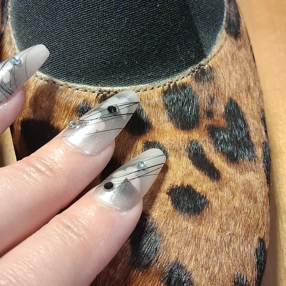 Taryn Rose Cowhair Cheetah Wedges Size 8